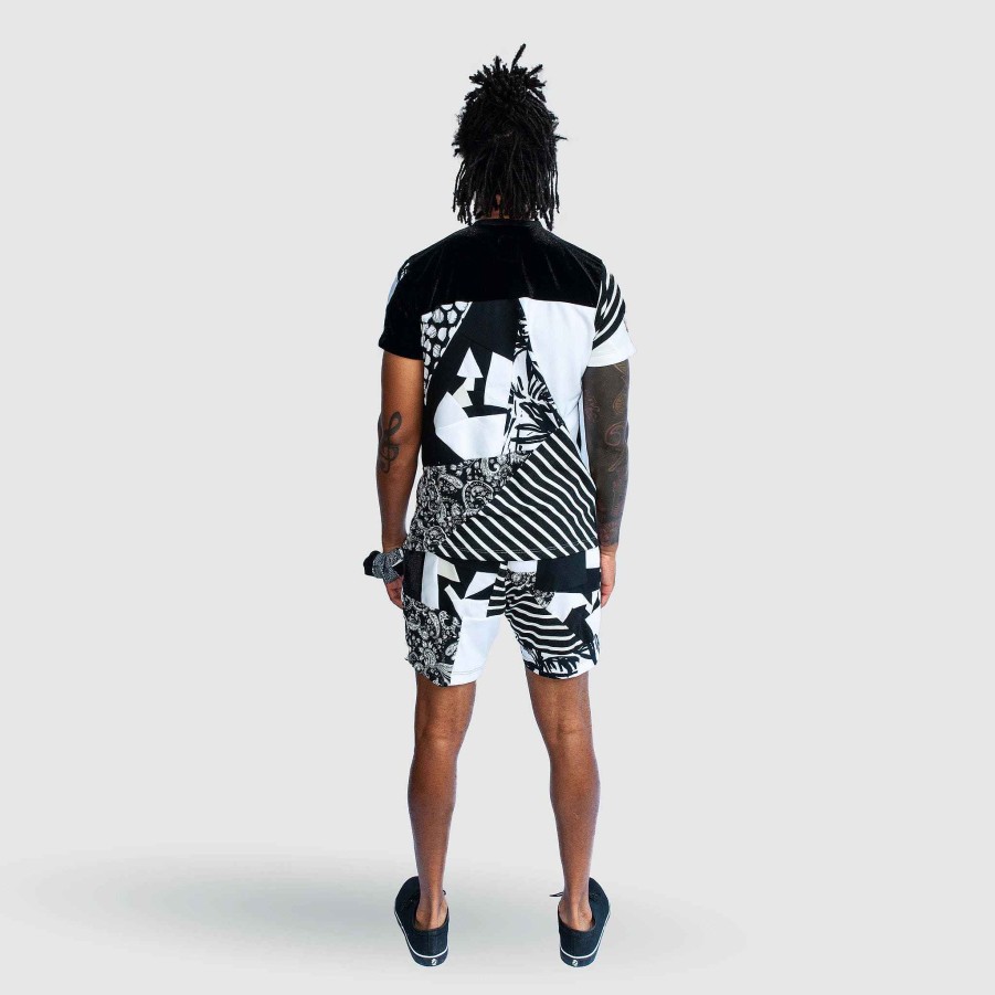 Tops Zero Waste Daniel Black + White 'All-Over Reroll' Short Sleeve Tee Shirt