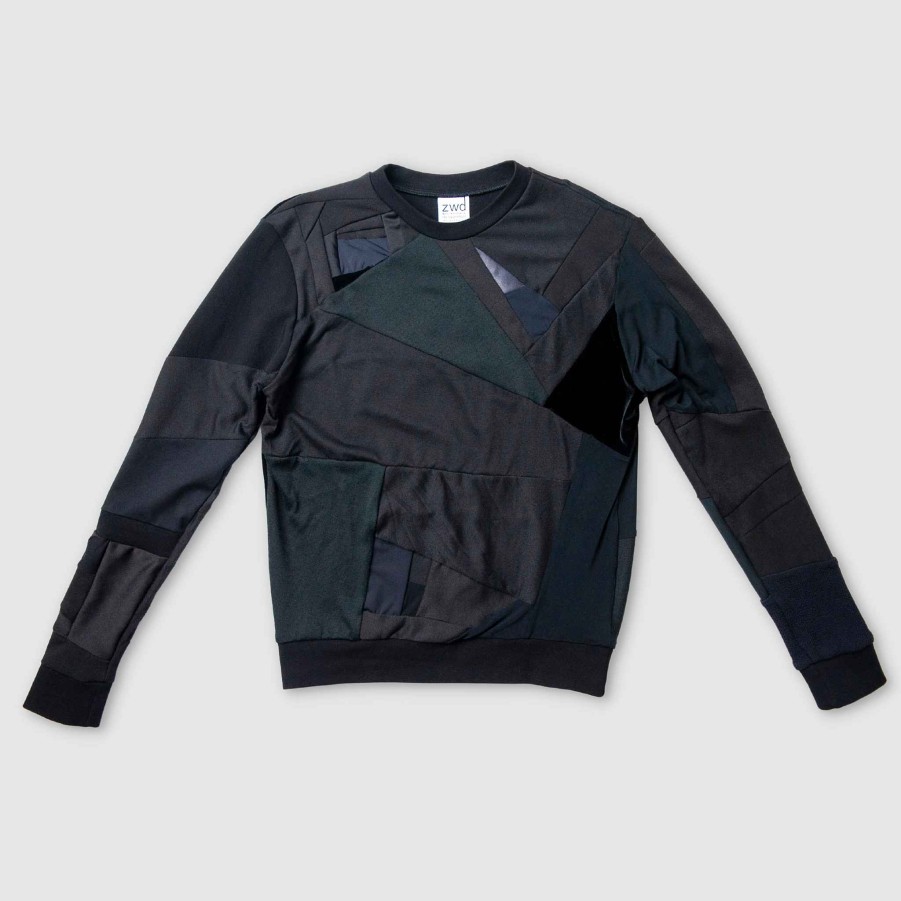 Tops Zero Waste Daniel Black 'All-Over Reroll' Sweatshirt