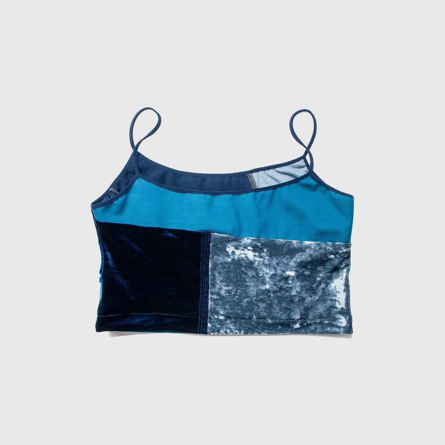 Tops Zero Waste Daniel Blue 'All-Over Reroll' Cropped Tank Top