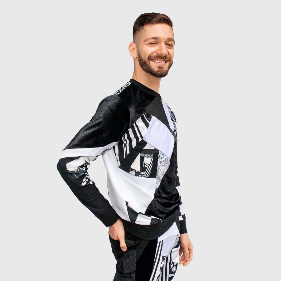 Tops Zero Waste Daniel Black + White 'All-Over Reroll' Sweatshirt