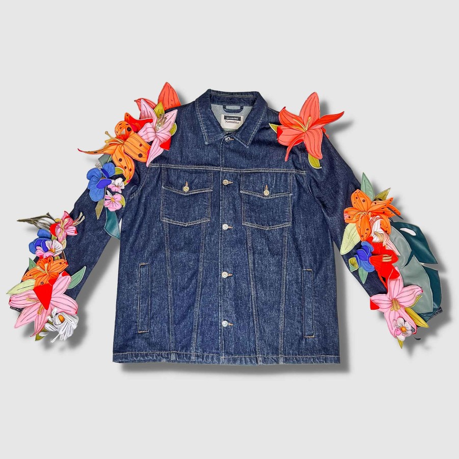 Denim Zero Waste Daniel 1/1 One-Of-A-Kind Denim Floral Jacket