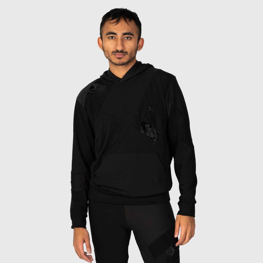 Tops Zero Waste Daniel Black 'All-Over Reroll' Hoodie