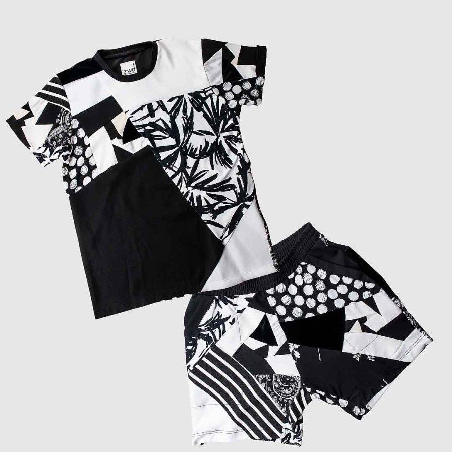 Deals Zero Waste Daniel Black + White 'All-Over Reroll' Bundle (Tee Shirt + Short)