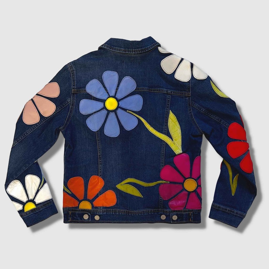 Denim Zero Waste Daniel Leather Daisies Jacket