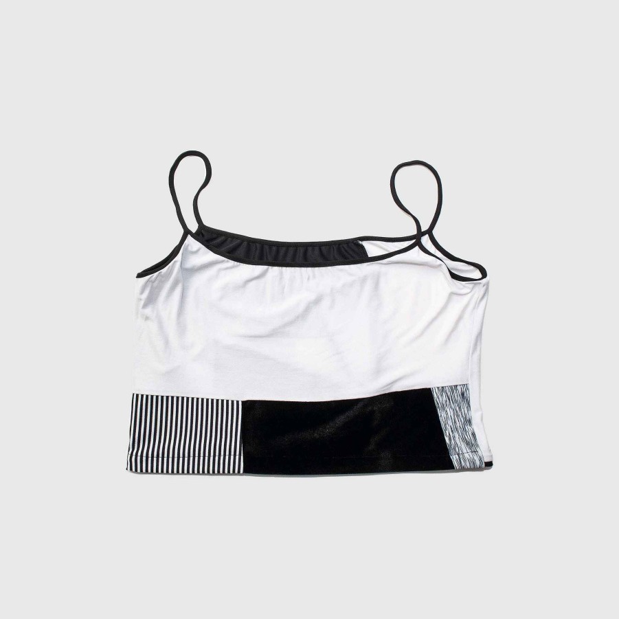 Tops Zero Waste Daniel Black + White 'All-Over Reroll' Cropped Tank Top