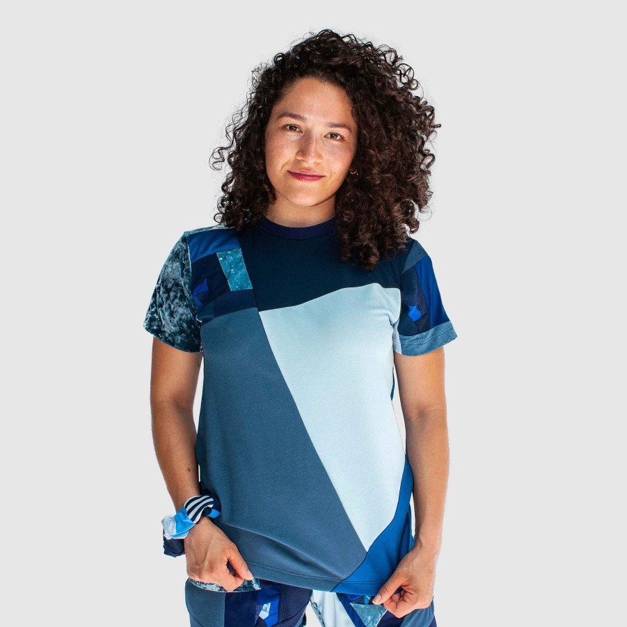 Tops Zero Waste Daniel Blue 'All-Over Reroll' Short Sleeve Tee Shirt