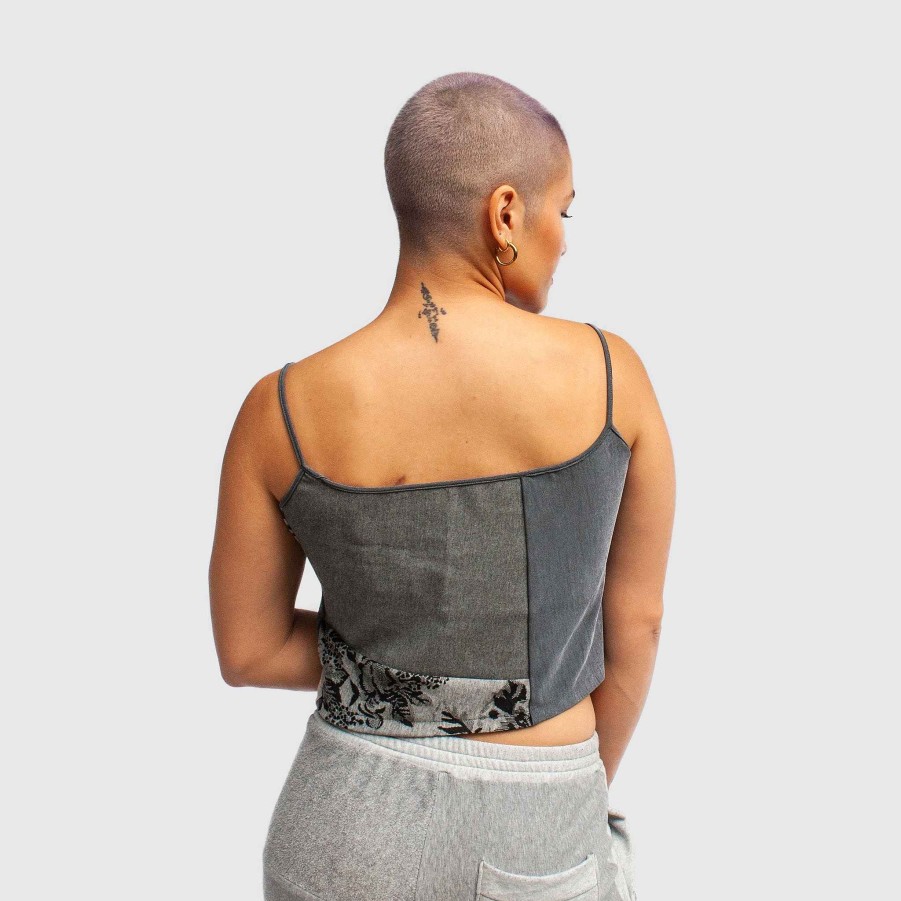 Tops Zero Waste Daniel Gray 'All-Over Reroll' Cropped Tank Top