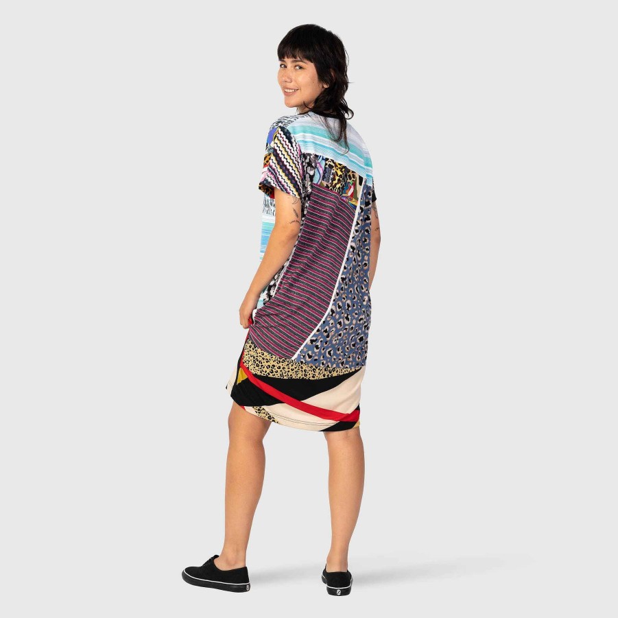 Tops Zero Waste Daniel Mixed Print "All-Over Reroll' Short Sleeve Long Tee Shirt