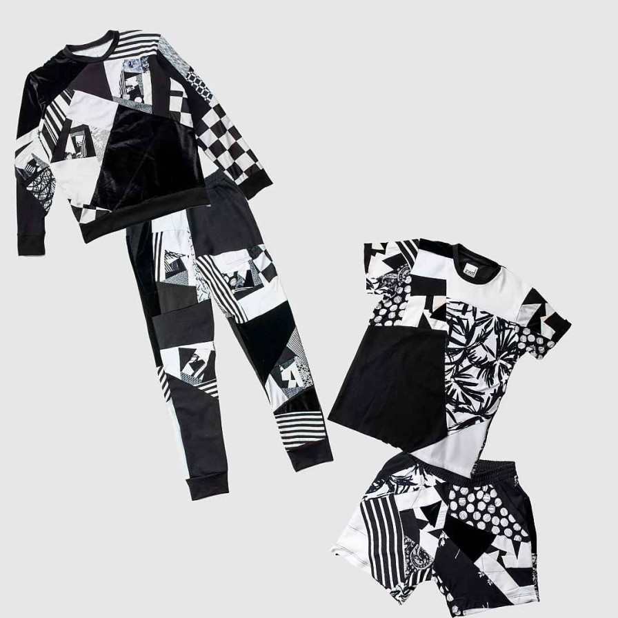 Deals Zero Waste Daniel Black + White 'All-Over Reroll' Mega Bundle (Sweatshirt + Jogger + Shorts + Tee Shirt)