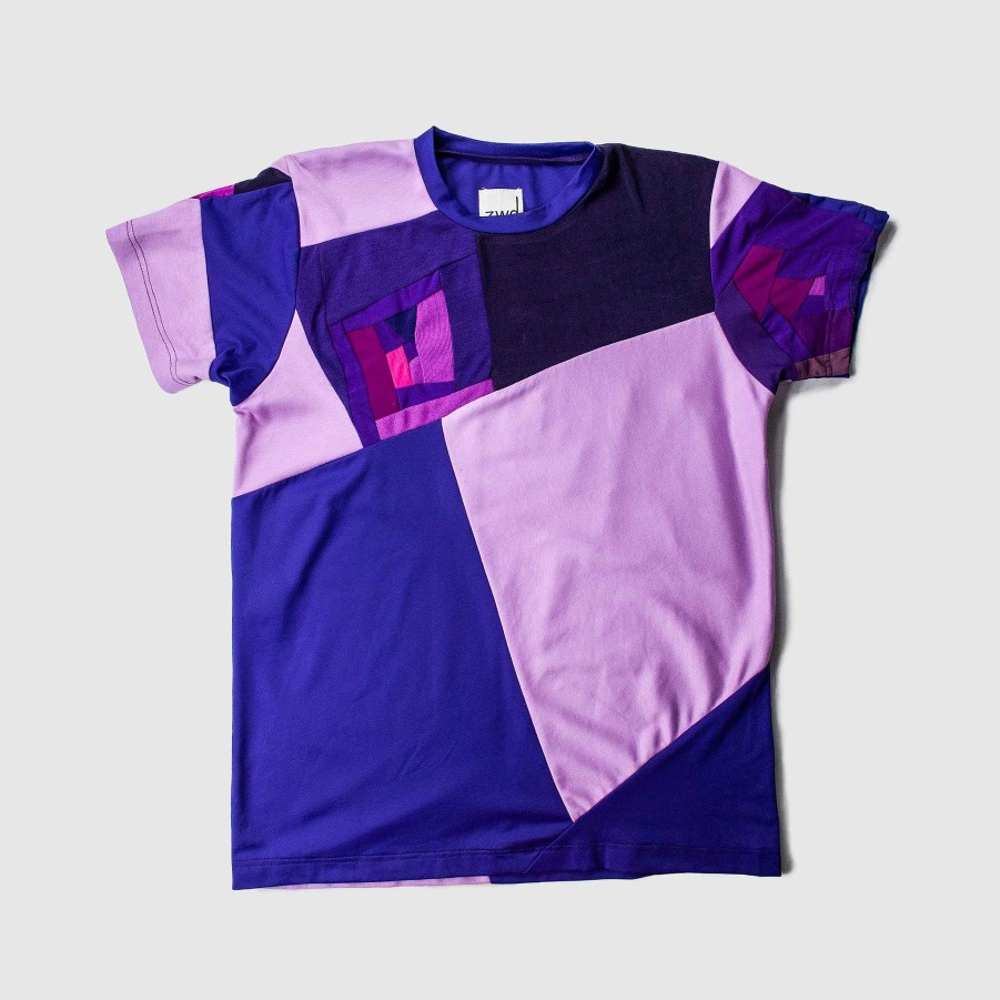 Tops Zero Waste Daniel Purple 'All-Over Reroll' Short Sleeve Tee Shirt