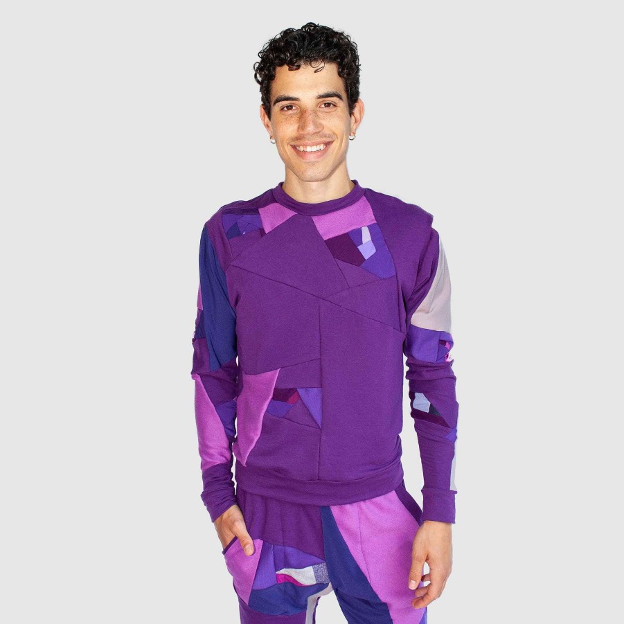 Tops Zero Waste Daniel Purple 'All-Over Reroll' Sweatshirt