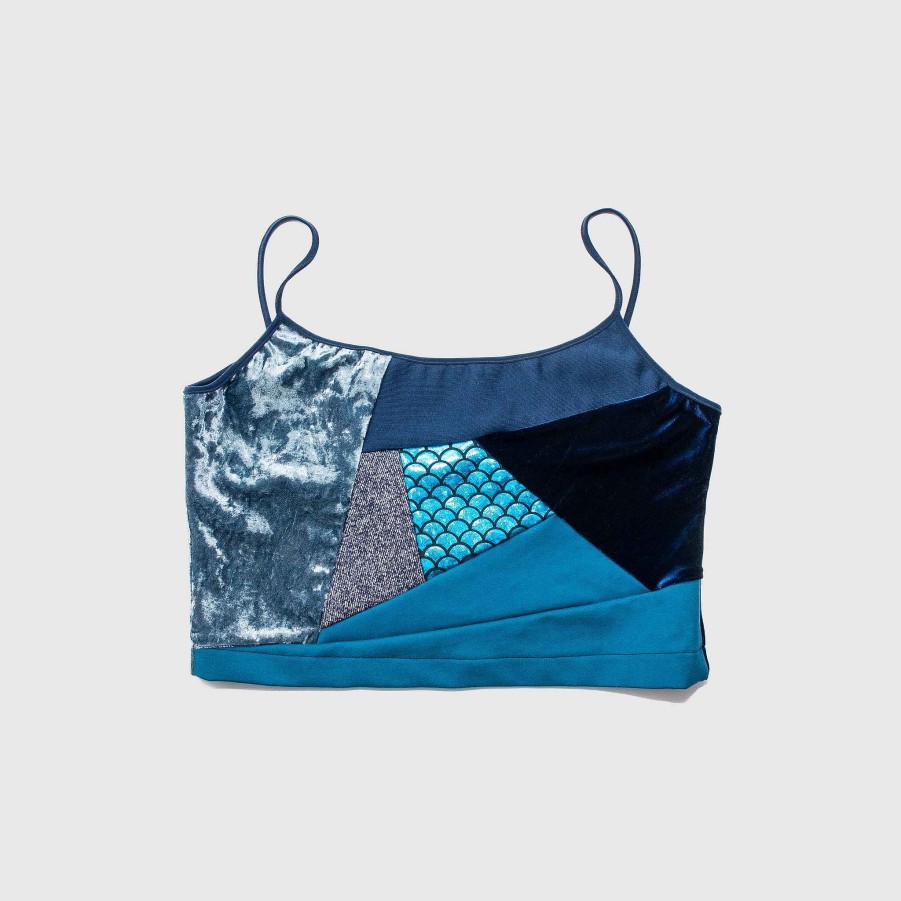 Tops Zero Waste Daniel Blue 'All-Over Reroll' Cropped Tank Top