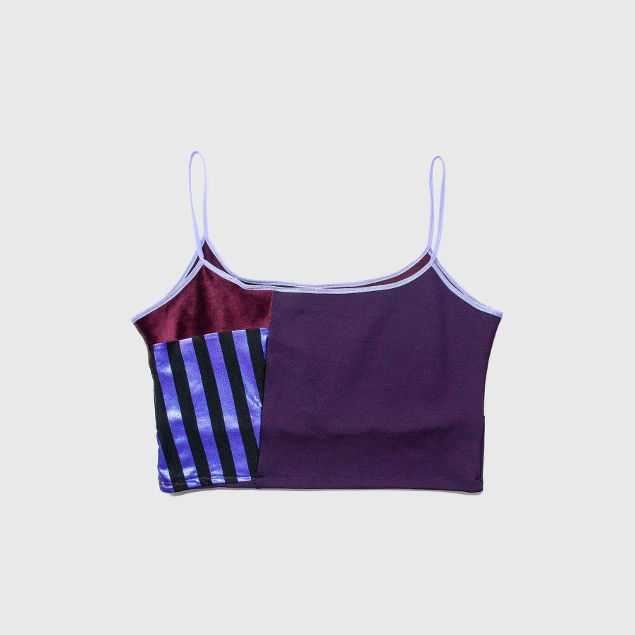 Tops Zero Waste Daniel Purple 'All-Over Reroll' Cropped Tank Top