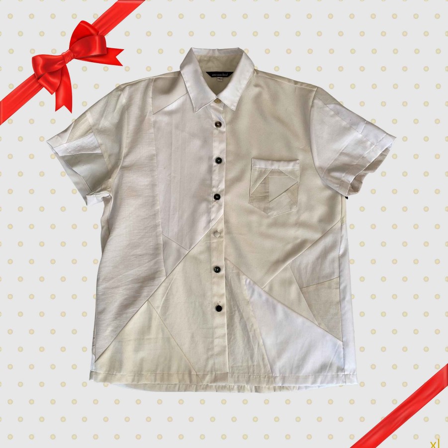 Suitable Zero Waste Daniel Extra Large Off-White Short Sleeve Button Down - Black Friday