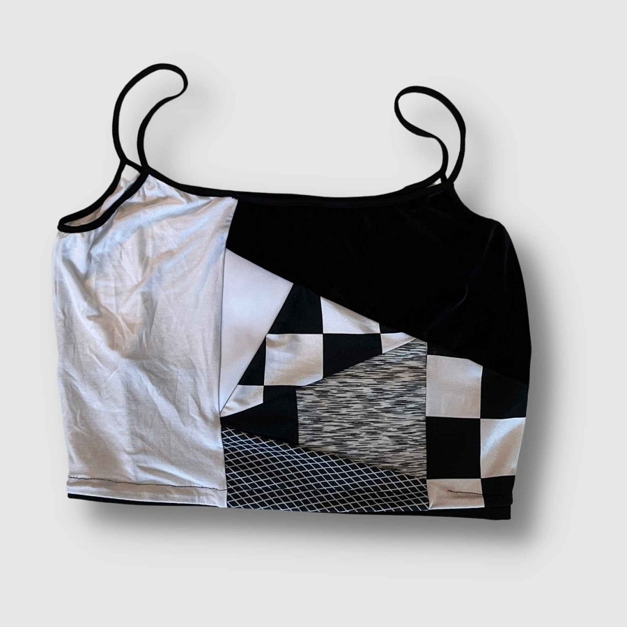 Holiday Zero Waste Daniel Preloved Black + White 'All Over Reroll' Crop Top M