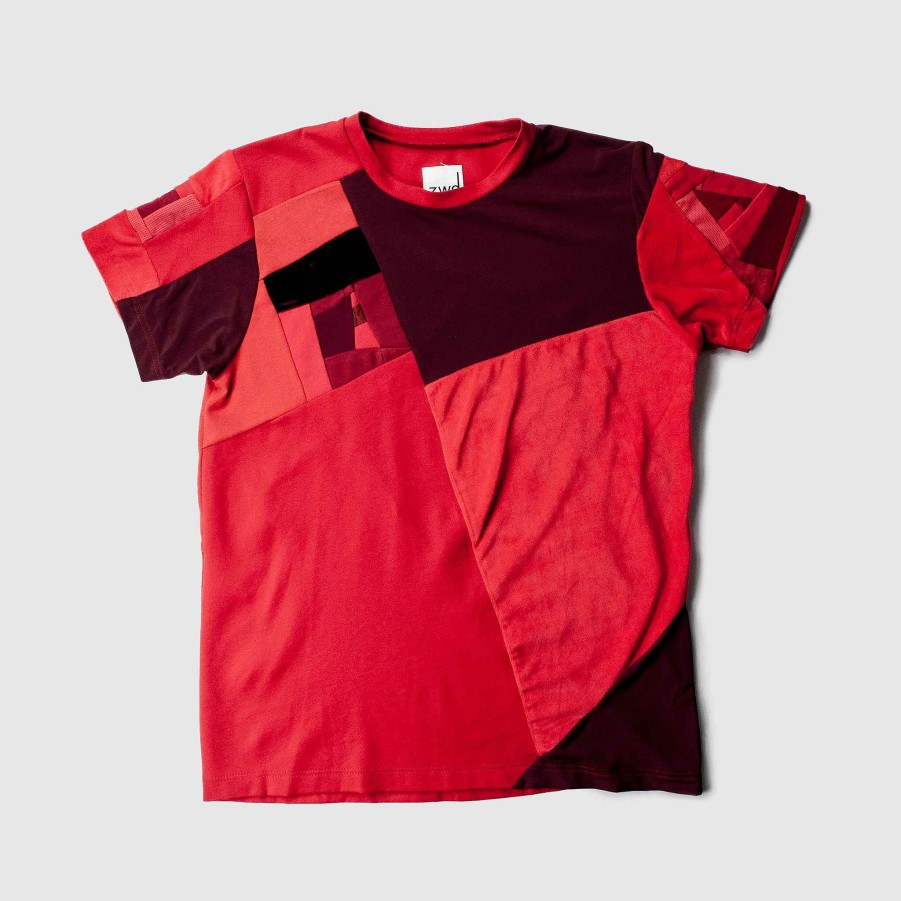 Tops Zero Waste Daniel Red 'All-Over Reroll' Short Sleeve Tee Shirt