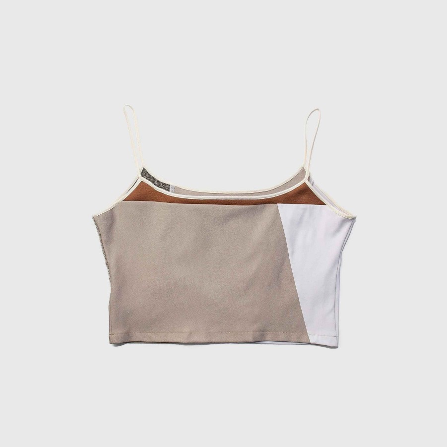 Tops Zero Waste Daniel Khaki 'All-Over Reroll' Cropped Tank Top