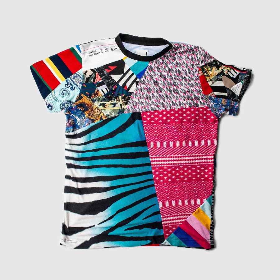 Tops Zero Waste Daniel Mixed Print 'All-Over Reroll' Short Sleeve Tee Shirt