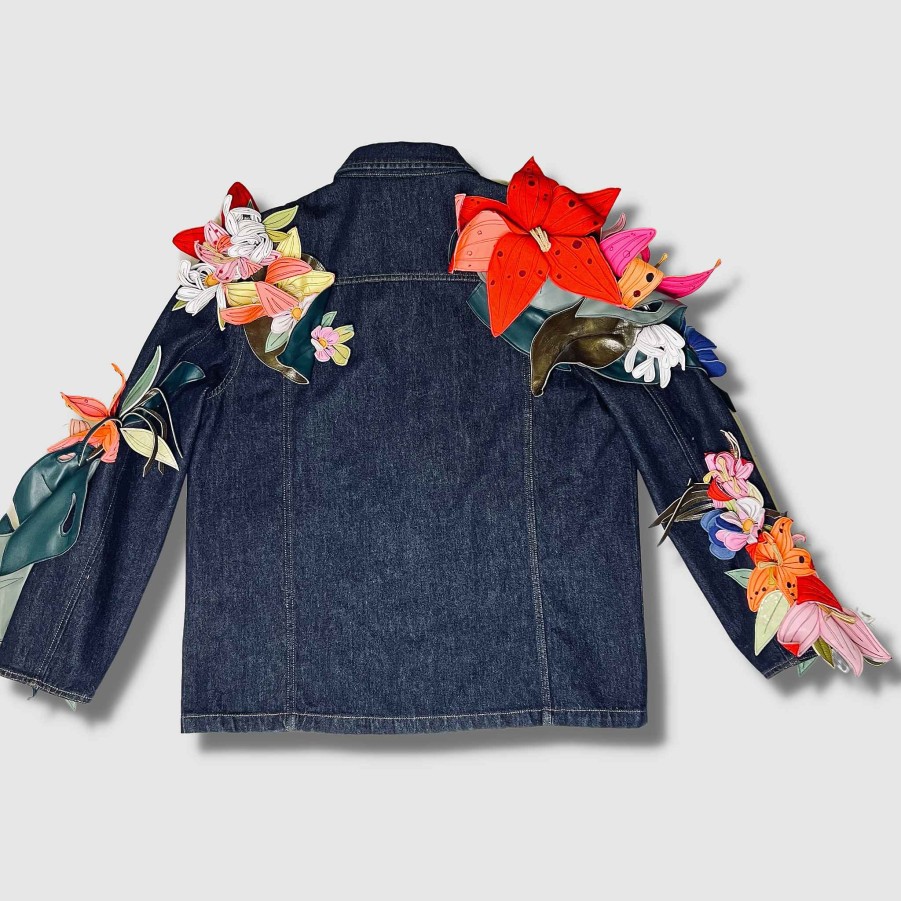 Denim Zero Waste Daniel 1/1 One-Of-A-Kind Denim Floral Jacket