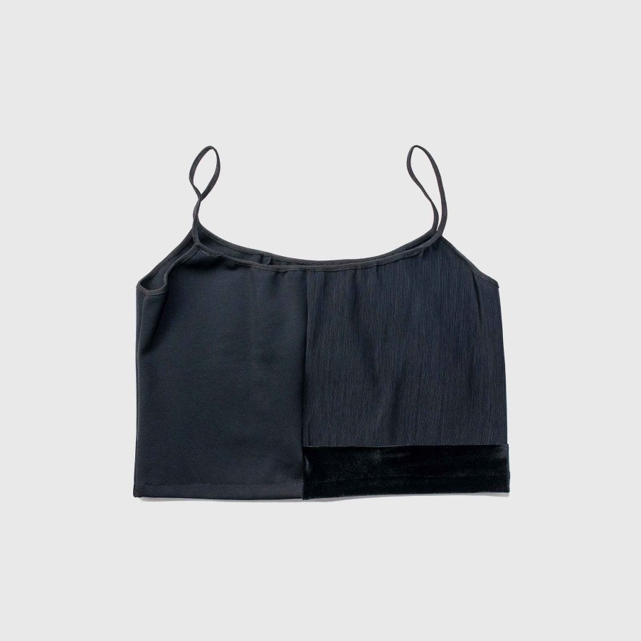 Tops Zero Waste Daniel Black 'All-Over Reroll' Cropped Tank Top