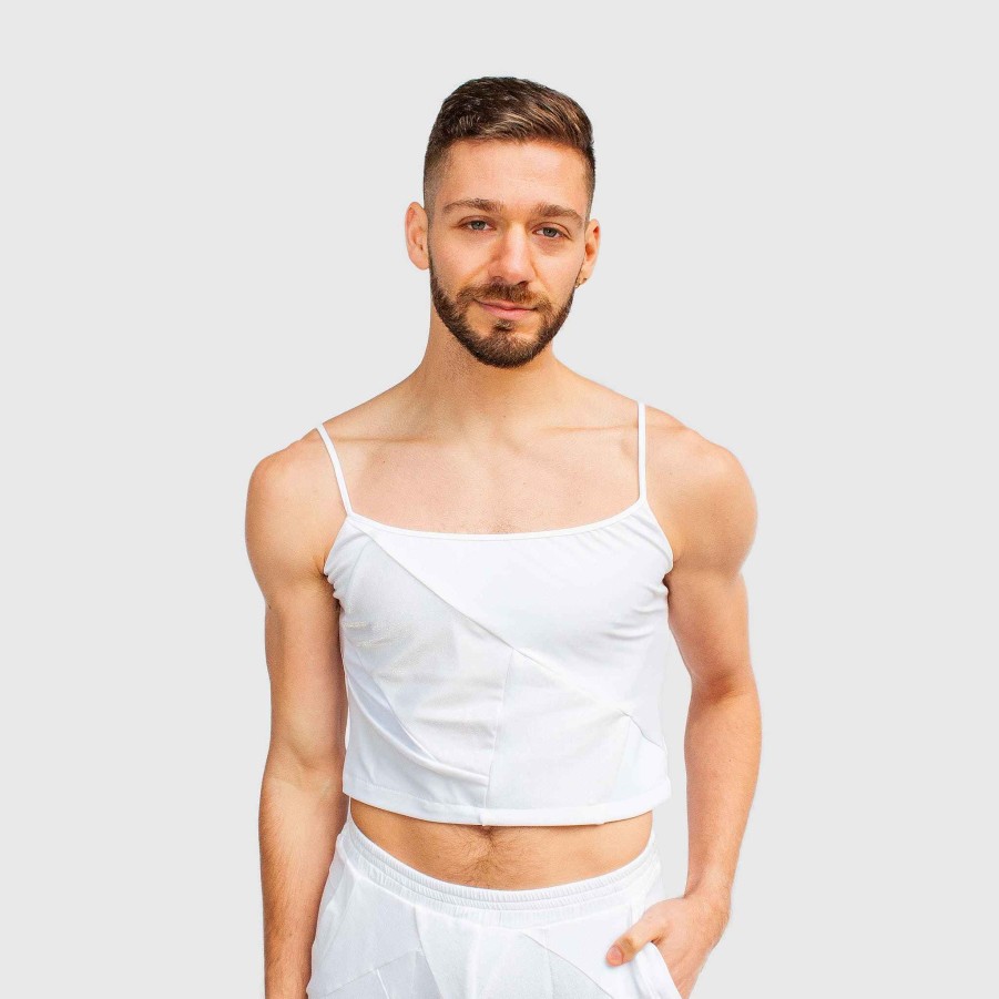 Tops Zero Waste Daniel White 'All-Over Reroll' Cropped Tank Top